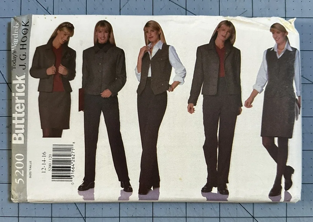 UNCUT 5200 Butterick Sewing Pattern Jacket Vest Skirt Pants Sizes 12 14 16